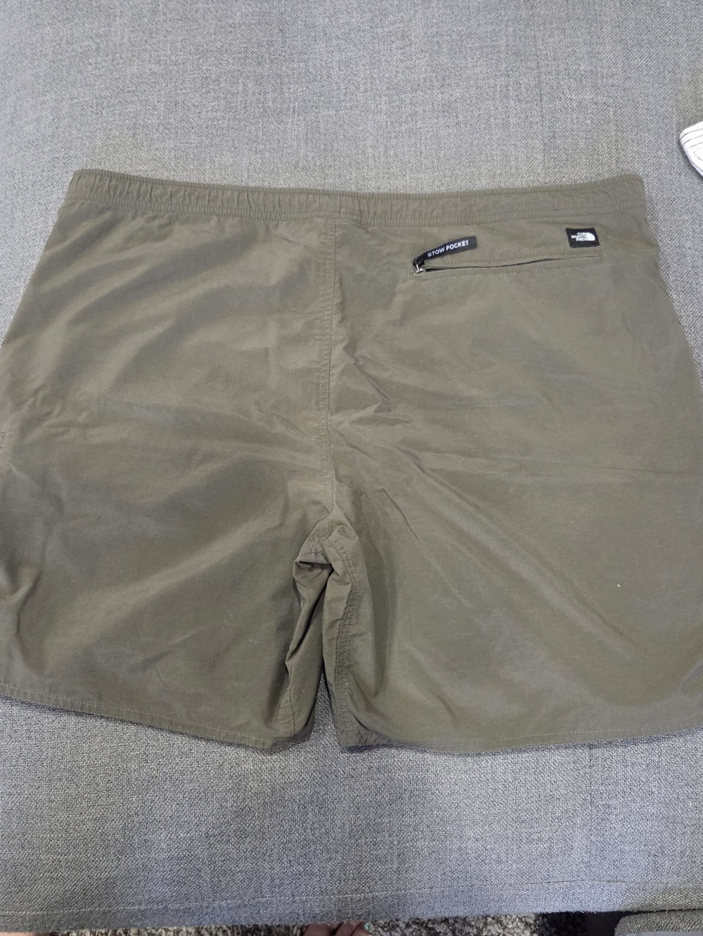 The North Face Olive Green Men's Swim Trunks with Zip Pocket